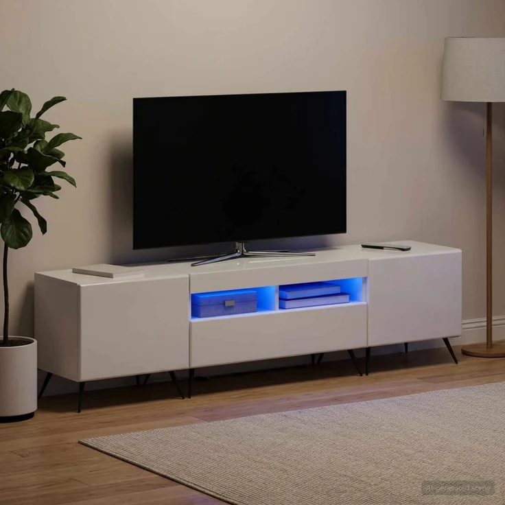 vidaXL LED-TV-Schrank BREDA 3 stk. Hochglanz Weiß Holzwerkstoff 3416925 – Bild 3