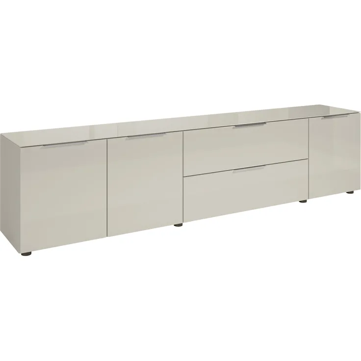 Lowboard >Santorin< Glasfronten in Kaschmir - 226x55x40cm (BxHxT)