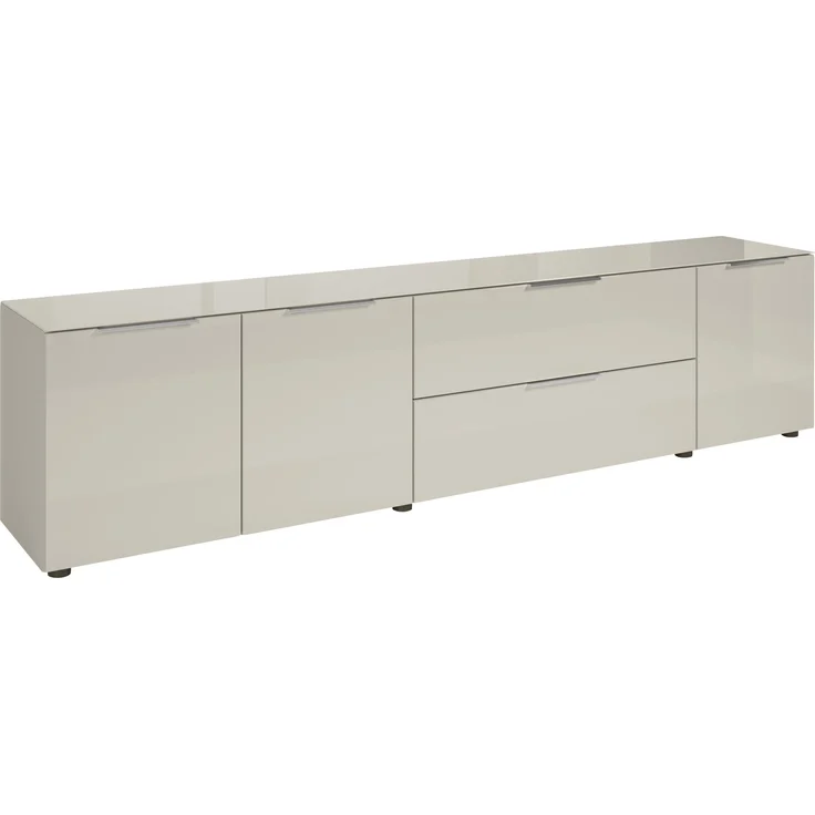 Lowboard >Santorin< Glasfronten in Kaschmir - 226x55x40cm (BxHxT) – Bild 1