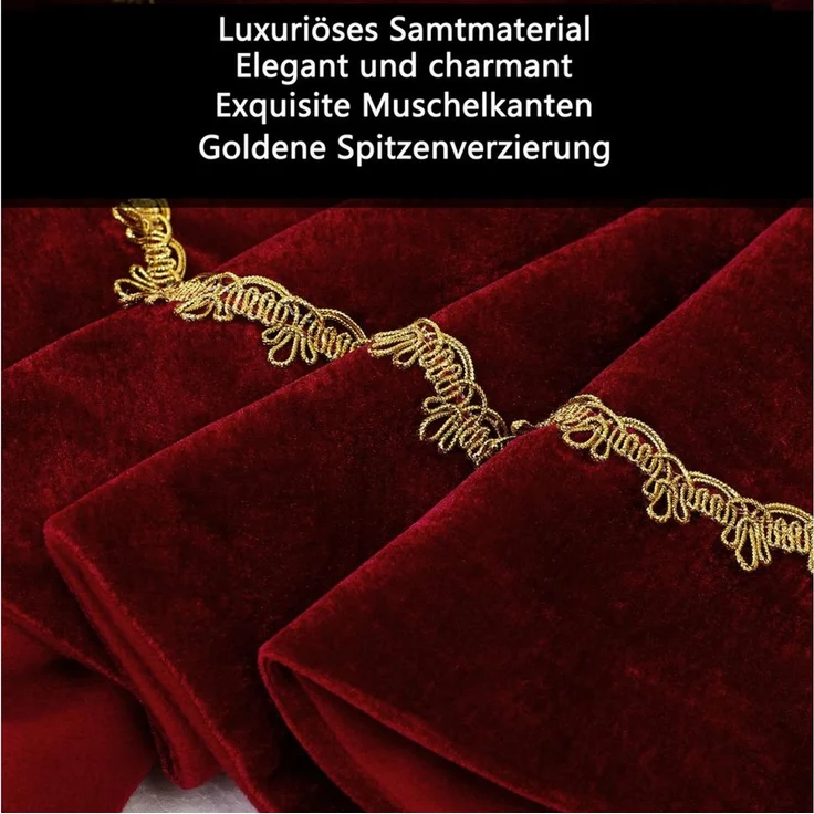 CLTYQ Weihnachtsbaumdecke Weihnachtsbaumdecke Baumrock Baumteppich Weihnachten Samt & Plüsch, Mit funkelnder Goldspitze und Bogenkante, Rustikale Weihnachtsdeko – Bild 3