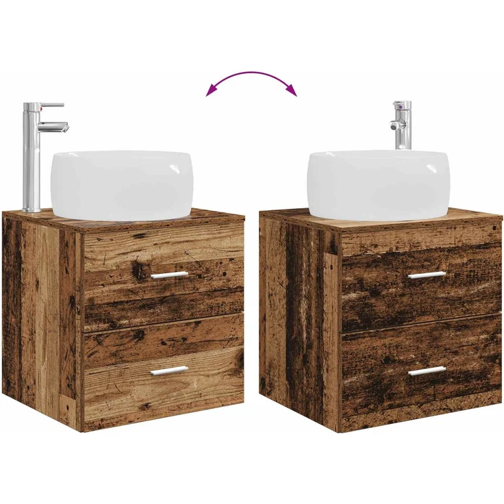 vidaXL Wandmontiertes Badezimmermöbel-Set 2 stk. Altholz 3403926 – Bild 9