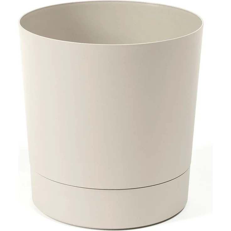 Pflanzgefäß mit integriertem Untersetzer, Breite 20 cm – 4,7L – Beigefarbener Blumentopf für Innen & Außen – Wetterfest & Pflegeleicht, Beige