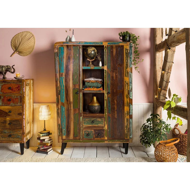 Highboard Altholz 115x40x170 mehrfarbig lackiert SIXTIES #108 – Bild 9