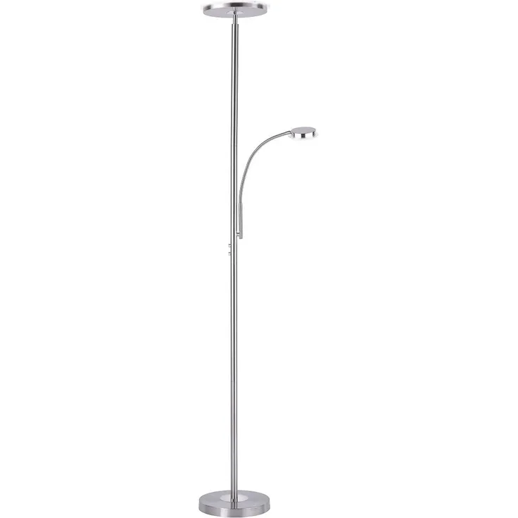 JUST LIGHT 11709-55 LED Stehleuchte Hans mit Lesearm 3000K dimmbar Stahl