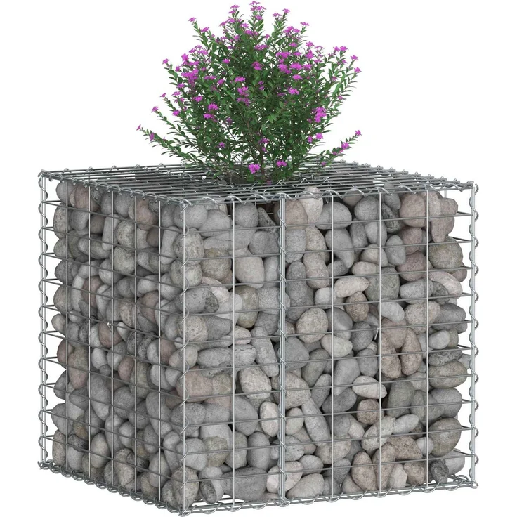 vidaXL Gabionen-Hochbeet 60 x 60 x 55 cm Verzinkter Stahl Silber 42033320 – Bild 3
