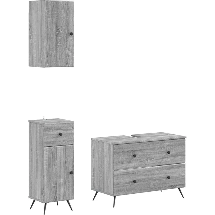 vidaXL 3-teiliges Badezimmer-Schranksystem BREDA Sonoma-Grau 3417807 – Bild 1