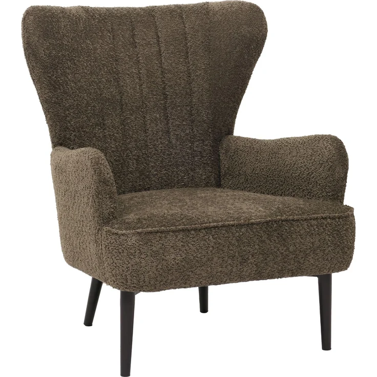 Lounge-Sessel HWC-K37, Cocktail-/Ohrensessel Polsterstuhl Retro Vintage Stoff Chenille (500g/m²) ~ grün-braun – Bild 9