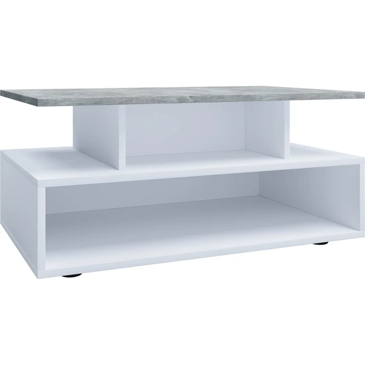 VCM Beistelltisch & Couchtisch Esila 917411 Weiß / Beton-Optik H. 40 x B. 80 x T. 50 cm – Bild 2