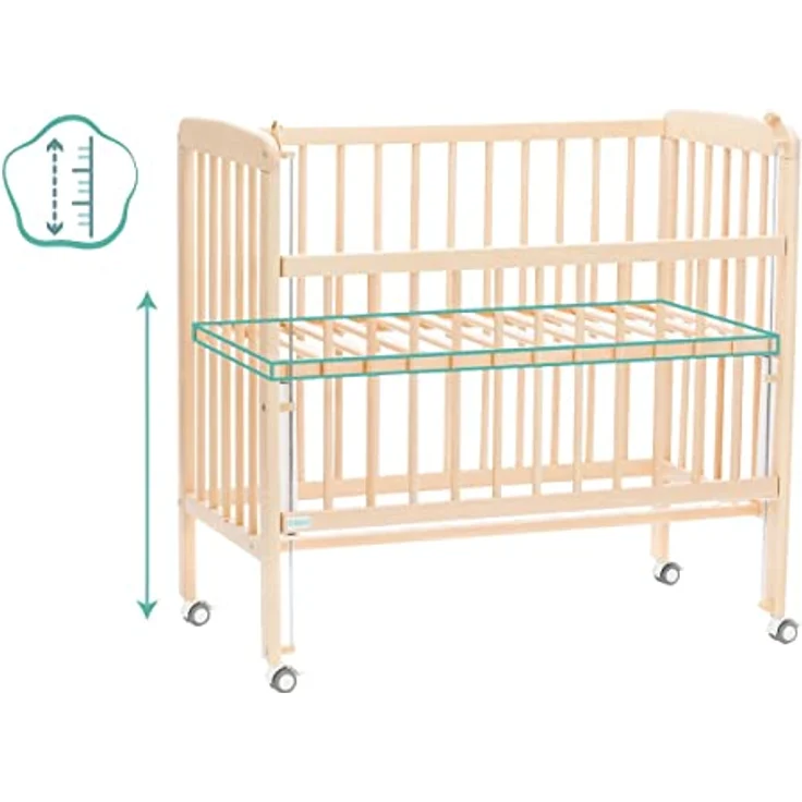 Fillikid 2in1 Beistellbett Nino, Höhenverstellbar von 48 bis 60 cm, aus Buchen-Massivholz, Natur – Bild 8