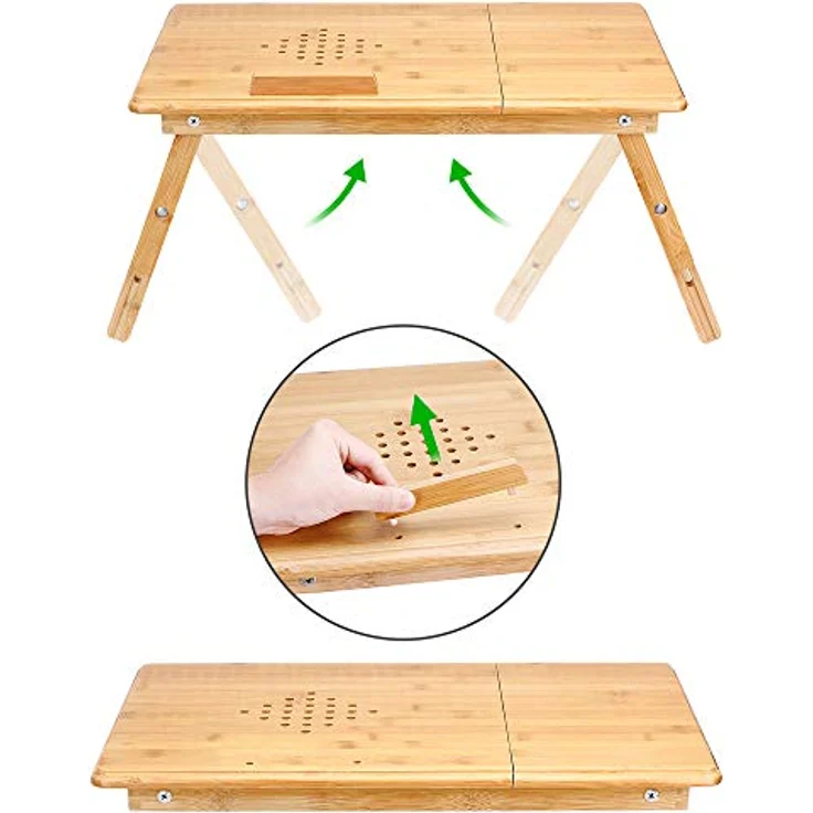 CASARIA® Laptoptisch & Betttisch, 2er-Set, Bambus, höhenverstellbar – Bild 7