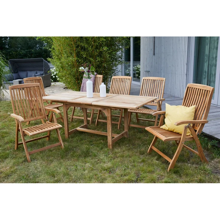 Gartentisch Ela Teak Ausziehtisch Balkontisch Gartenmöbel 180/240x90x75cm – Bild 2