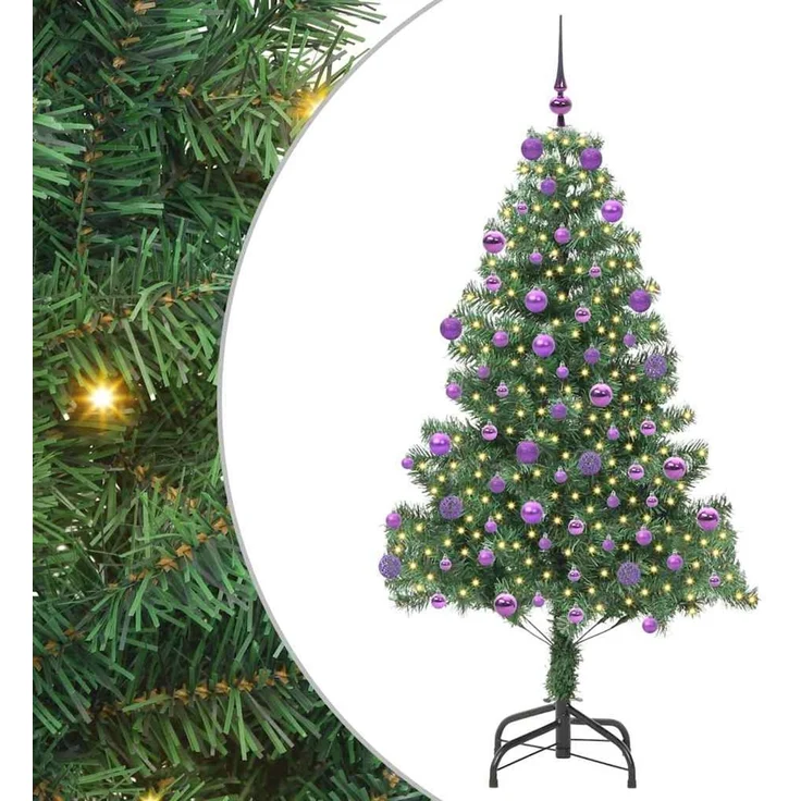 vidaXL Weihnachtsbaum mit LED-Beleuchtung Grün 180 cm PVC und Stahl 3396386 – Bild 2