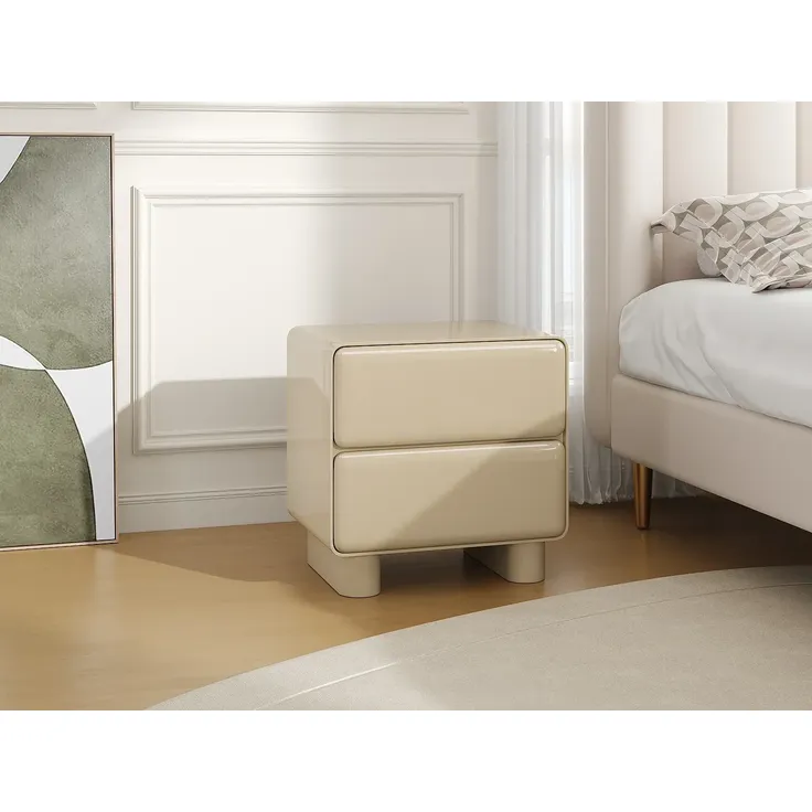 Vente-unique - AUNELA Nachttisch Holz, Platte Beige - B 42,5 cm x H 56,5 cm x L 56,5 cm