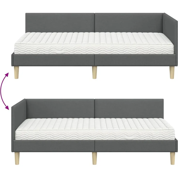 vidaXL Eckbettgestell mit Matratze 2 stk. Dunkelgrau 100 x 200 cm 3393750 – Bild 12