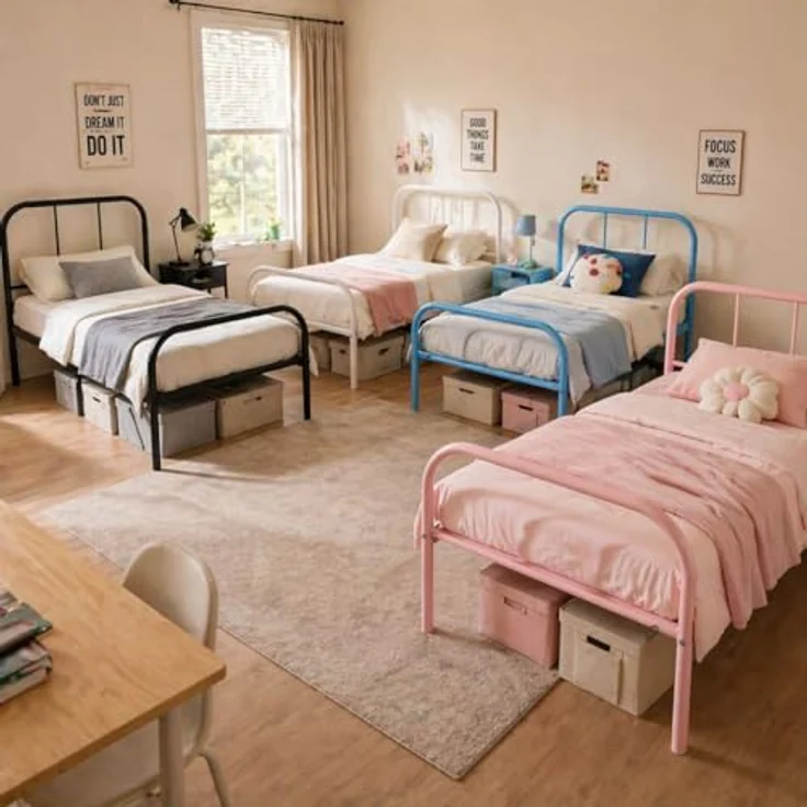 FurnitureR Metallbett 90x200 cm Einzelbett mit Lattenrost, Stabiler Stahlrahmen Bettgestell für Schlafzimmer Jugendzimmer Gästezimmer – Bild 8
