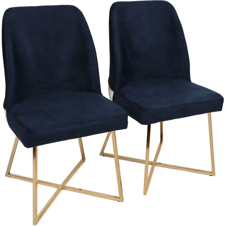 Skye Decor 'Madrid 908 V2' Stuhlset (2-teilig), Gold / Dunkelblau, 50 x 90 x 49 cm