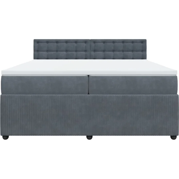 vidaXL Boxspringbett mit Matratze Dunkelgrau 200x200 cm Samt 3287843 – Bild 4