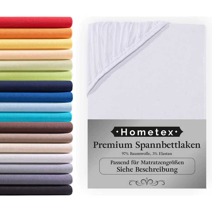 Hometex Premium Textiles Spannbettlaken Premium Boxspringbett Spannbetttuch ideal für Wasserbett und Matratzen, Jersey, Gummizug: Rundumgummizug, Spannbettlaken Premium Qualität 190 g/m², Gekämmte Baumwolle – Bild 1