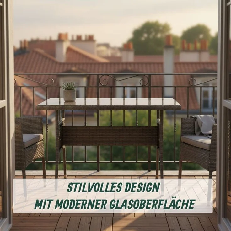 Gartentisch Rattanoptik mit Glasplatte 10053336_111 – Bild 3