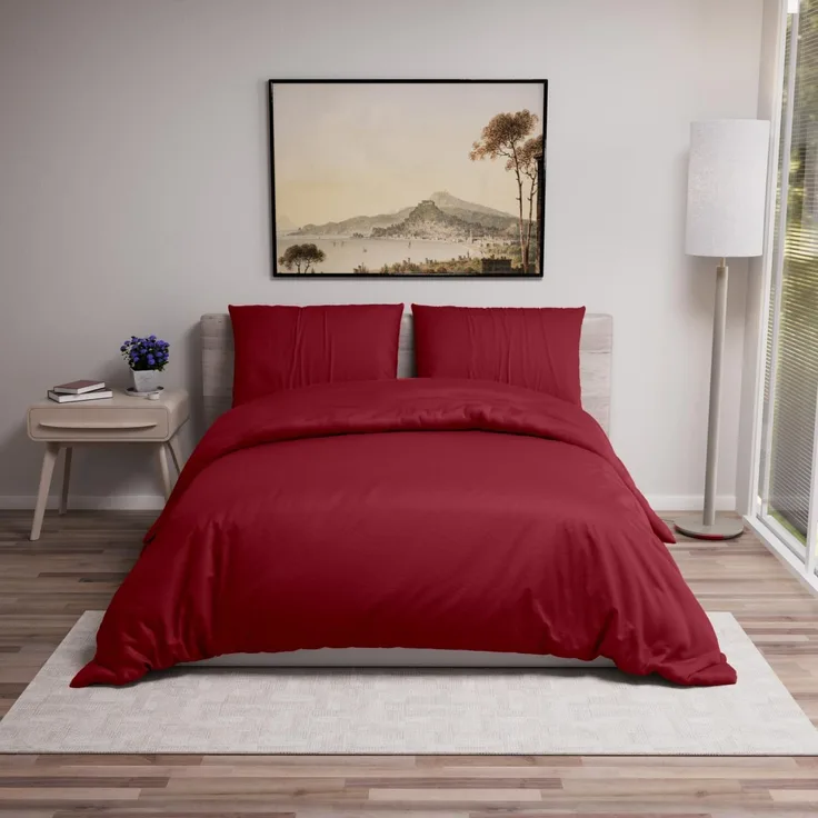 Dreamzie - Bettwäsche 220x240 Set Burgunderrot – Bettbezug mit 2 Kissenbezug 50x70 – Mikrofaser Weich & Pflegeleicht - Oeko-Tex