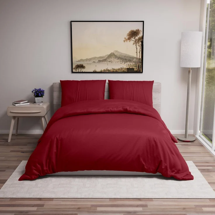 Dreamzie - Bettwäsche 220x240 Set Burgunderrot – Bettbezug mit 2 Kissenbezug 50x70 – Mikrofaser Weich & Pflegeleicht - Oeko-Tex