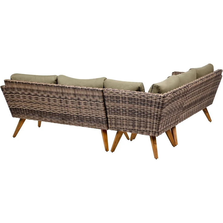 Garten Ecksofa mit Tisch 6-Sitzer VITTORIA Polyrattan Olivgrün – Bild 7