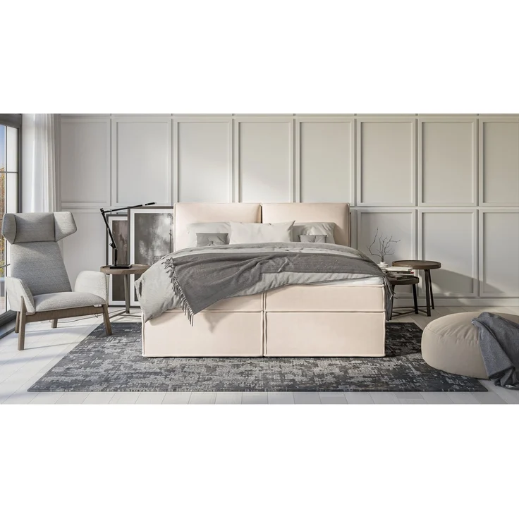 S-Style Möbel Boxspringbett Plaza mit Topper und Bettkästen aus Luxusmicrofaser, mit Topper und Bettkasten / zwei Bettkästen (je nach Bettgröße) – Bild 2