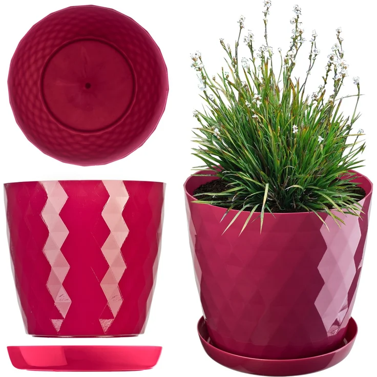 KADAX Kunststoff-Blumentopf mit Ständer, Blumenabdeckung, 20 cm, Rosa – Bild 1