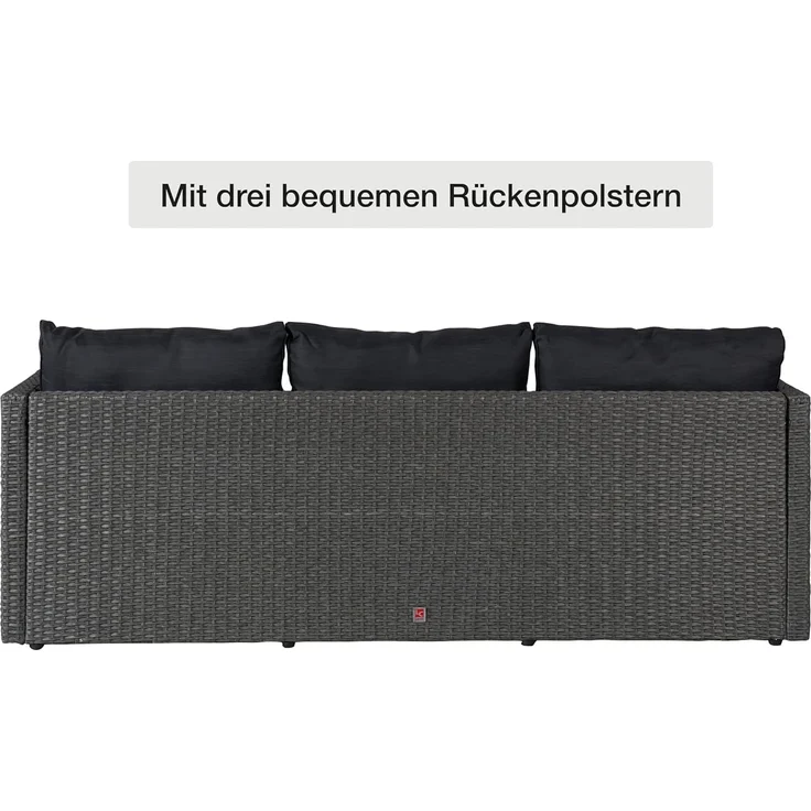LC Garden Gartenlounge-Set Loungino« Poly Rattan Balkon Lounge Set Sofa + Hocker +Tisch Set, (Loungeset, 3-tlg, Set 3 tlg), Polsterung: Schaumstoff (waschbar bei 30 Grad) – Bild 7