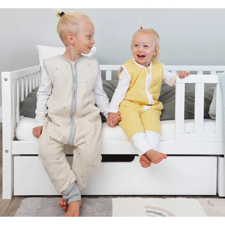 Ehrenkind® Babyschlafsack | Schlafsack mit Füßen 2.5 TOG | Bio-Baumwolle | Ganzjahres Schlafsack Baby Gr. 70 Farbe Jade Tropfen | Oeko-Tex | Schlafsack winter und Sommer Schlafsack Kinder – Bild 4