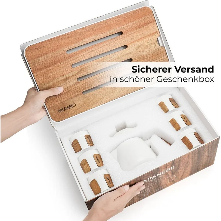 MiaMio Teeservice japanisch mit 6 Teebechern, 100 ml, Weiß, Keramik – Bild 3