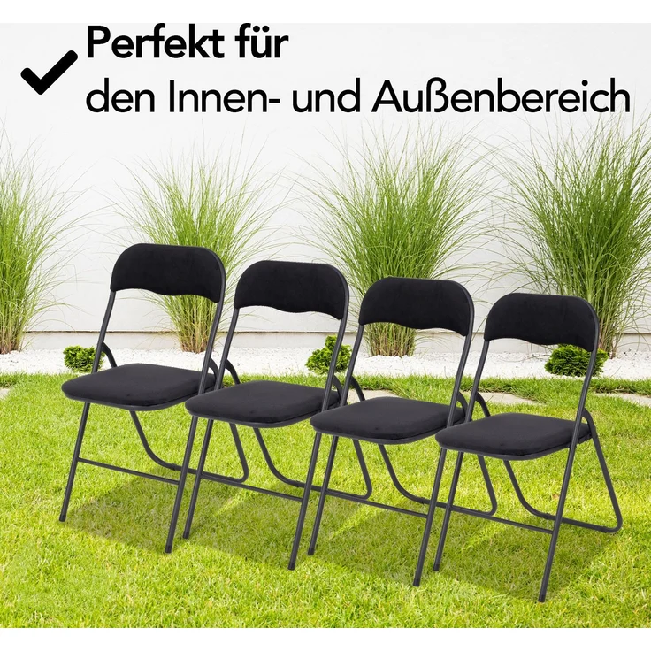 Infinity Goods Klappstühle – 2er-Set – Klappstühle – Samt – Esszimmerstühle – Klappbare Stühle – 43 x 47 x 80 cm – Stühle – Schwarz – Bild 6