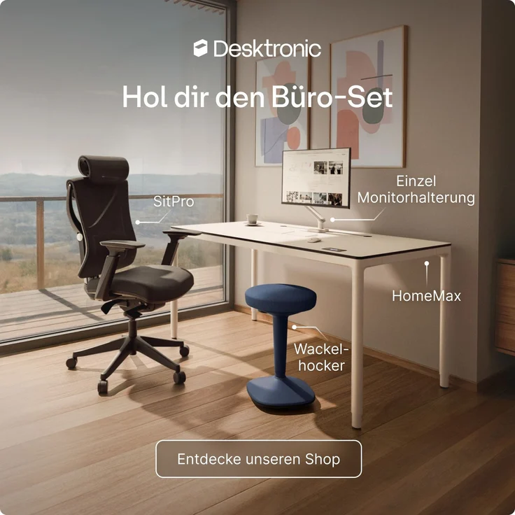 Ergonomischer Balancehocker Desktronic – Höhenverstellbarer Stehhocker für Homeoffice & Stehschreibtisch, Aktivsitz-Hocker mit Wippfunktion, rutschfester Standfuß – Blau – Bild 9