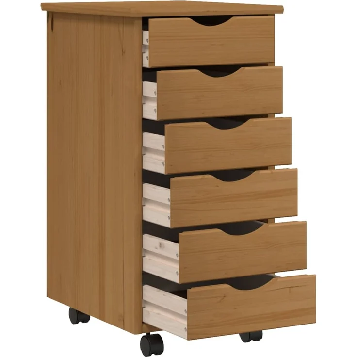 vidaXL Rollschrank mit Schubladen MOSS Honigbraun Massivholz Kiefer 355888 – Bild 3