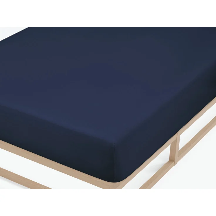 biberna Feinjersey-Spannbetttuch, 100 % Baumwolle, marine, 1x 180x200 cm - 200x200 cm – Bild 1