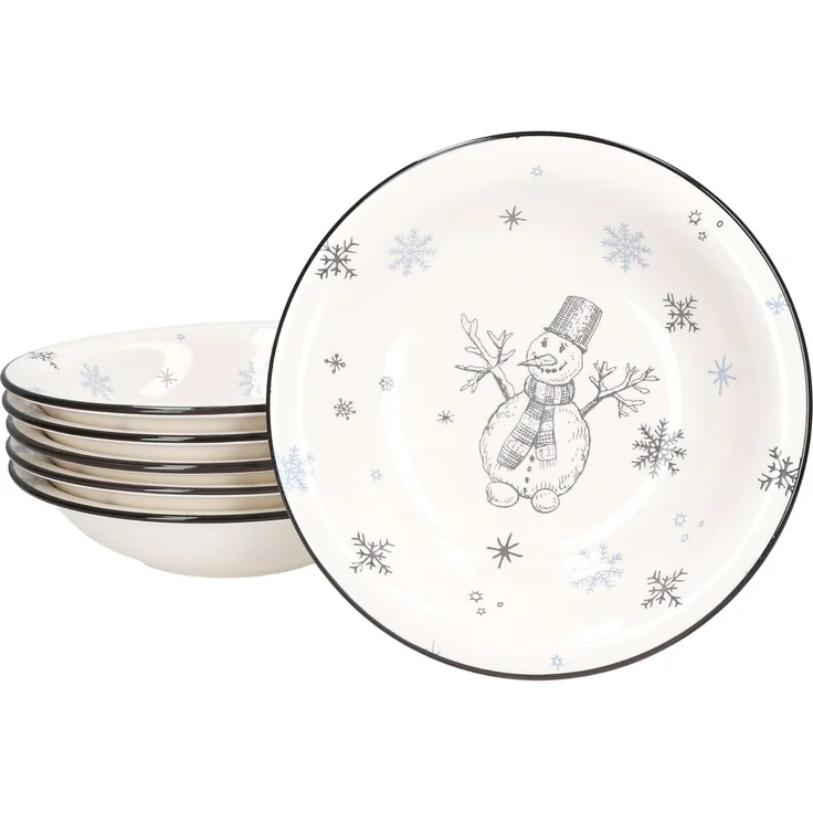 MamboCat Suppenteller 6x Olove Suppenteller Schneemann Steingut Teller tief Weihnachten – Bild 2