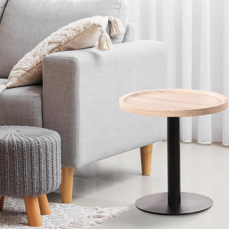 CLP Beistelltisch Aspen runde Tischplatte mit schwarzem Metallgestell,eiche M – Bild 3