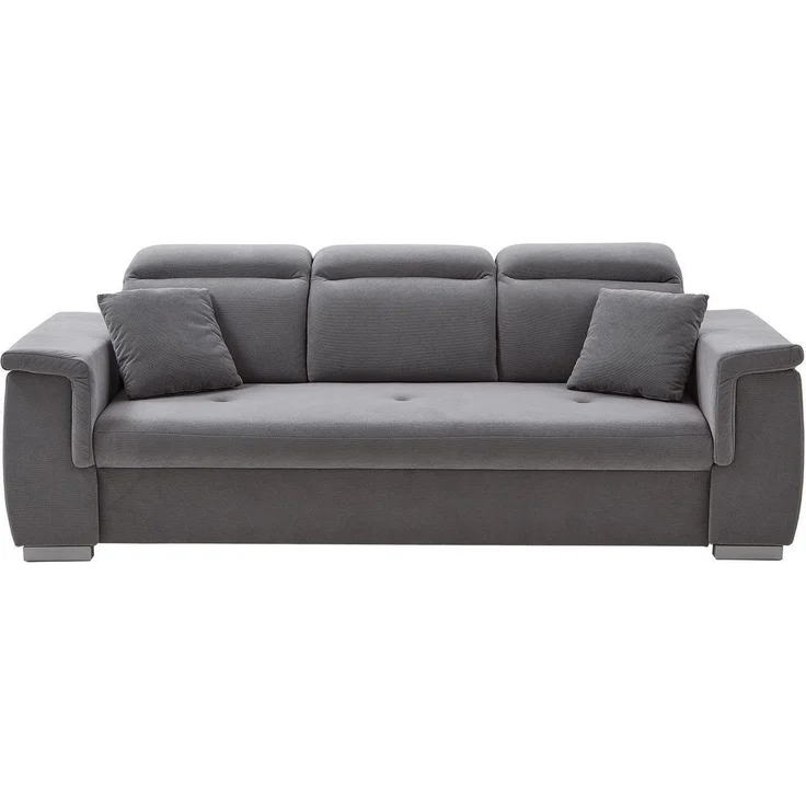 Iwaniccy 3-Sitzer MALMÖ, Hellgrau, Webstoff, mit 2 Zierkissen, Kopfteilverstellung, B 234 x H 99 x T 93 cm – Bild 3