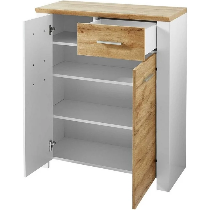 Schuhschrank vito Materio, Holzwerkstoff, Kunststoff, Weiß, Holzfarben, 90 x 105 x 39 cm – Bild 3