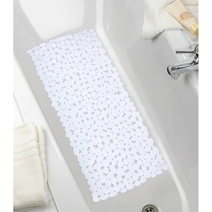 WENKO Wanneneinlage Paradise White, rutschfeste Kunststoffmatte mit Saugnäpfen, 36 x 71 cm, Weiß – Bild 3