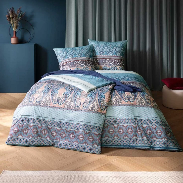 Estella Interlock Jersey Bettwäsche Carmen 6548-630 bleu 135x200 – Bild 1