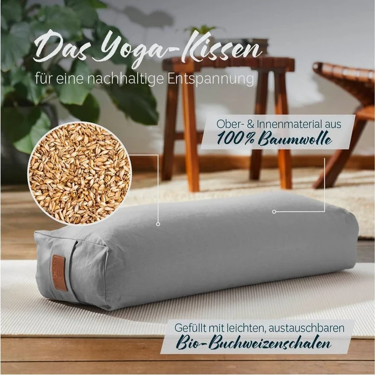 #DoYourYoga Yogakissen Yoga Bolster Paravati, gefüllt mit Bio-Buchweizenschalen,Yogakissen 67x22x13cm – Bild 1