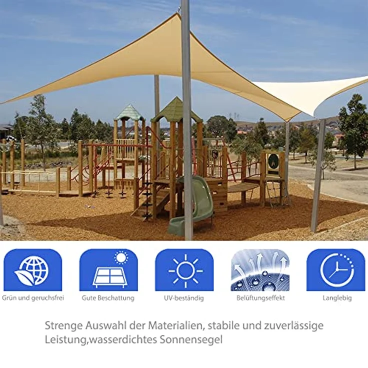 Sonnensegel Anthrazit/Schwarz Rechteck 2x4m Schatten UVSchutz Wetterfest Outdoor – Bild 5