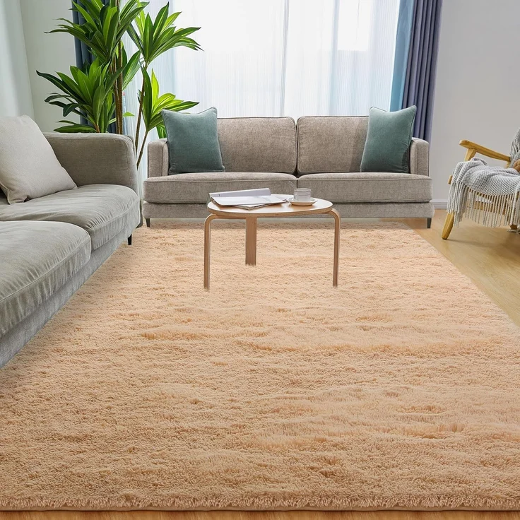 1 Stück Wohnzimmerteppich, superweich, rutschfest, 120x80 cm, Khaki – Bild 7