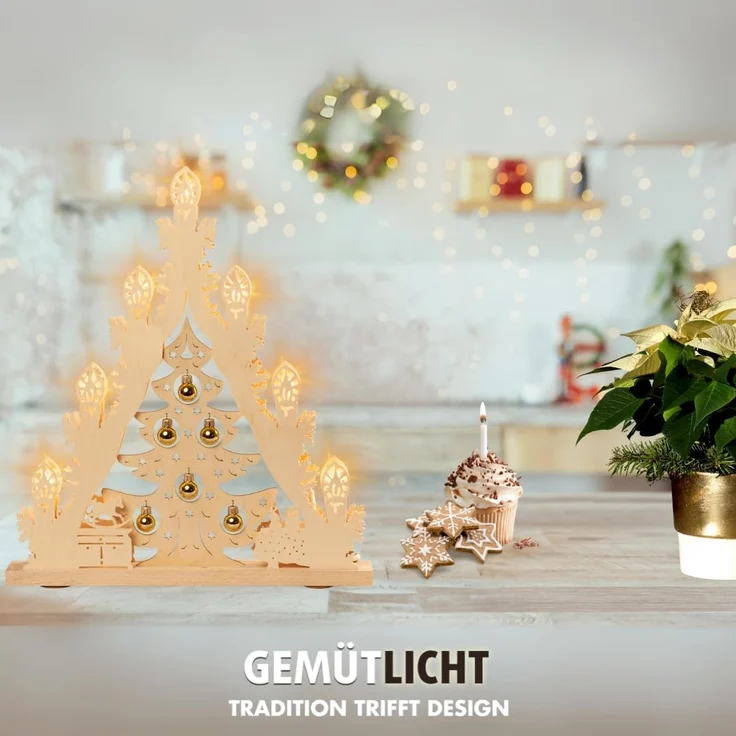 Weigla LED Lichterbogen Weihnachtsbaum mit Kugeln, Made in Germany (1-tlg), Lichterspitze, 7-flammig – Bild 5