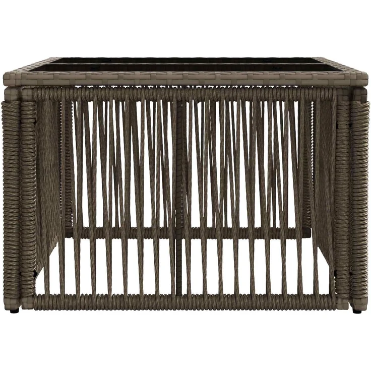 vidaXL Gartentisch Grau und Schwarz 55 x 55 x 37 cm PE Rattan und Glas 42035134 – Bild 3