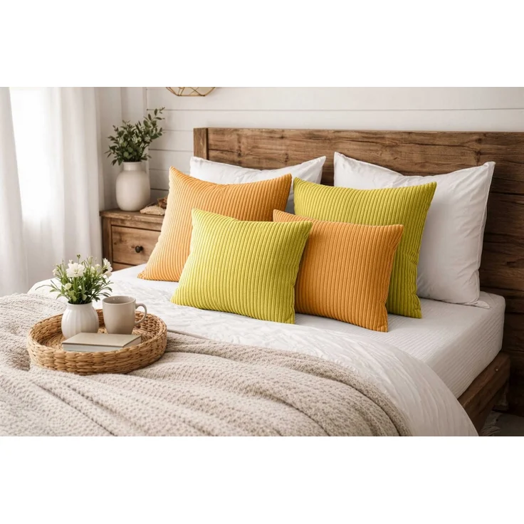 Amilian Dekokissen Sofakissen 4er Set mit Füllung - 2x 45x45 + 2x 35x45 cm, Hotelverschluss, waschbar, formstabil – Bild 1