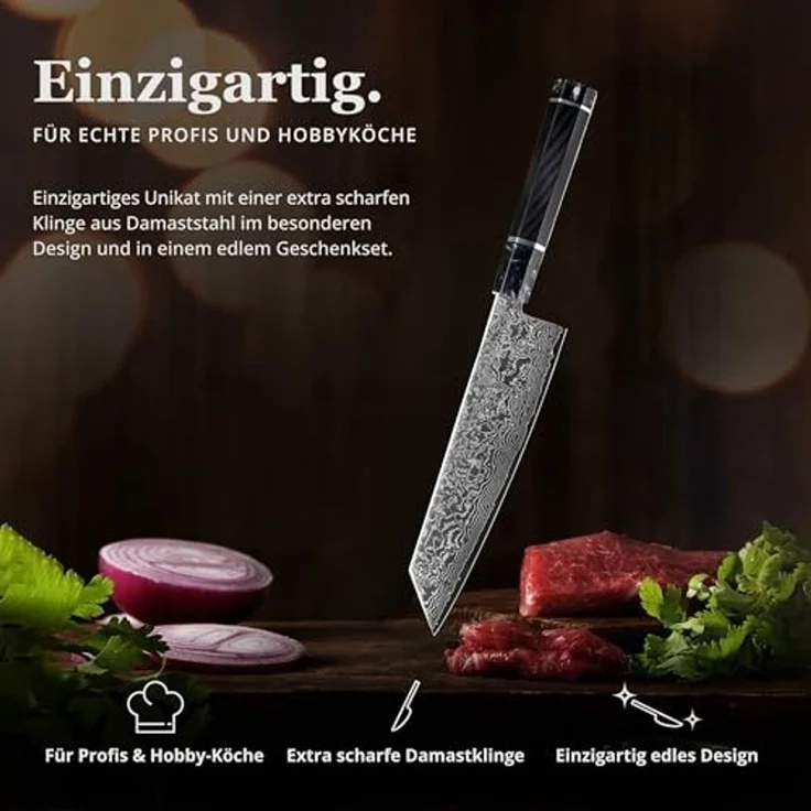 Wakoli Kochmesser Wakoli Kuroyami Damastmesser I 20 cm Kiritsuke Chefmesser I 67 Lagen, aus 67 Lagen Damaststahl, VG-10 Stahlkern – Bild 2