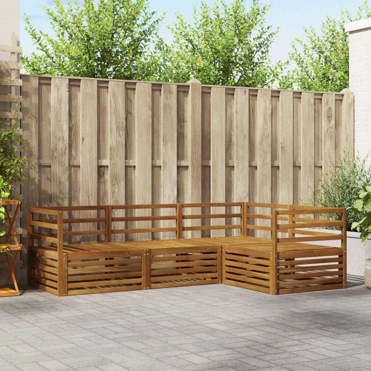 vidaXL Outdoor-Sofagarnitur 4 stk. 4-Sitzer Natur Massivholz Akazie 3373359 – Bild 1