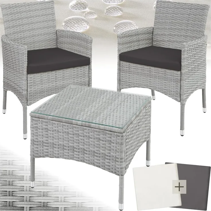 tectake Sitzgruppe Rattanset, (Set, 5-tlg), Schickes, modernes Design